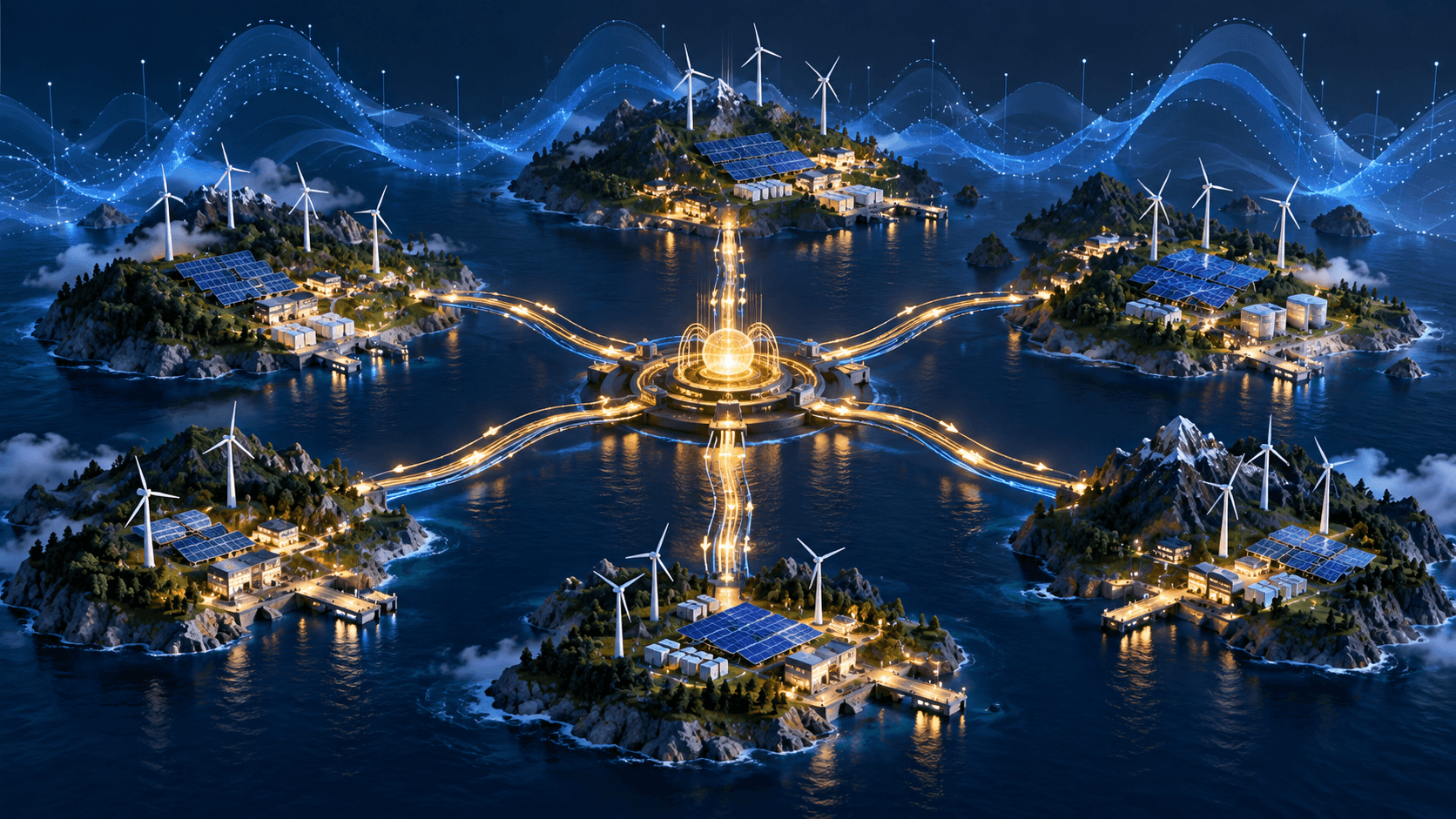 Conceptual illustration of microgrids research