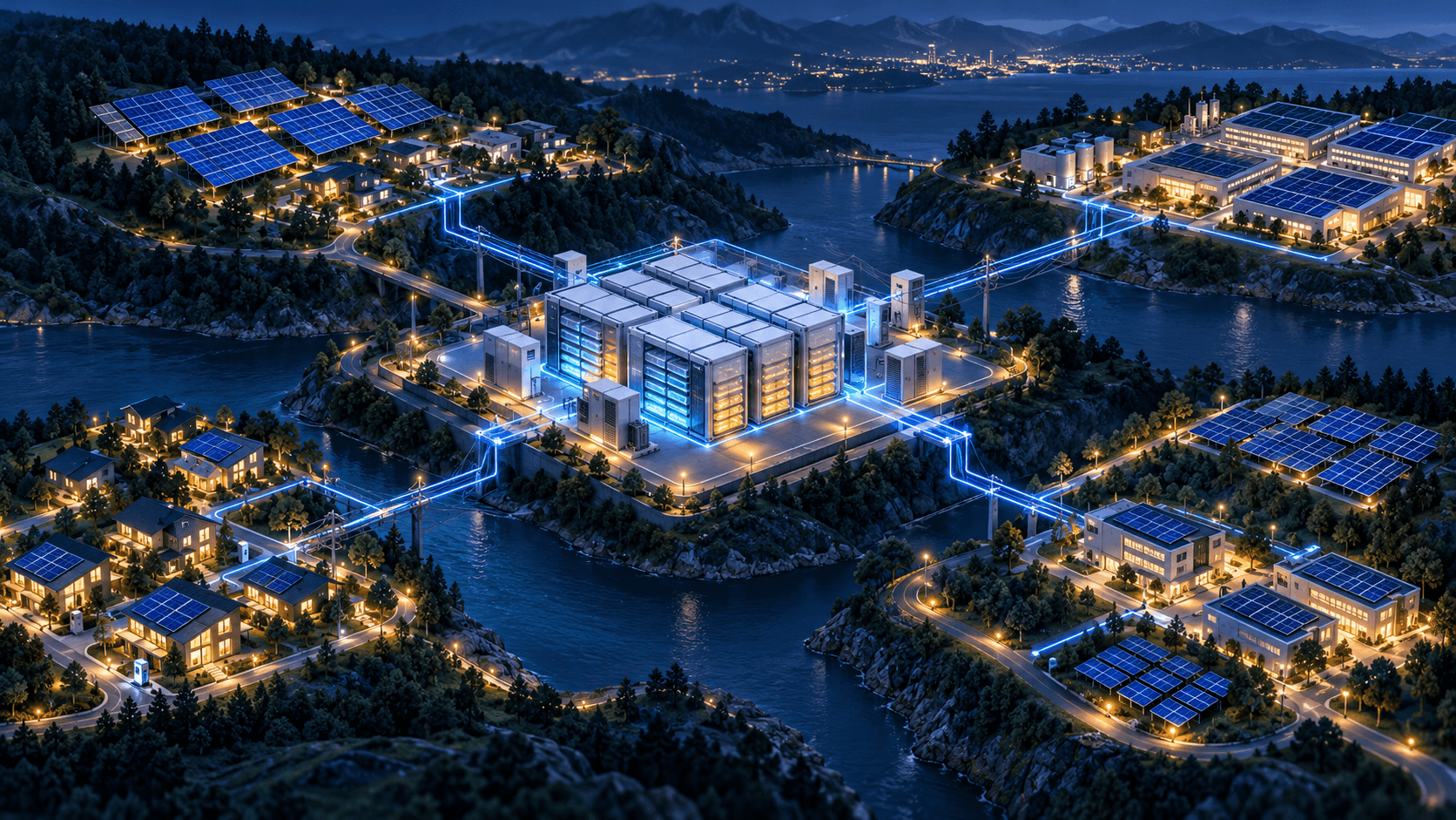 Conceptual illustration of microgrids research